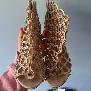 Embellished Cutout Heeled Sandals